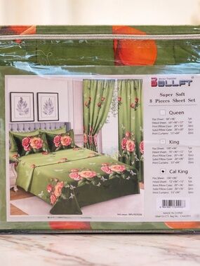 Green Floral 8-Piece Bedding Sheet Set